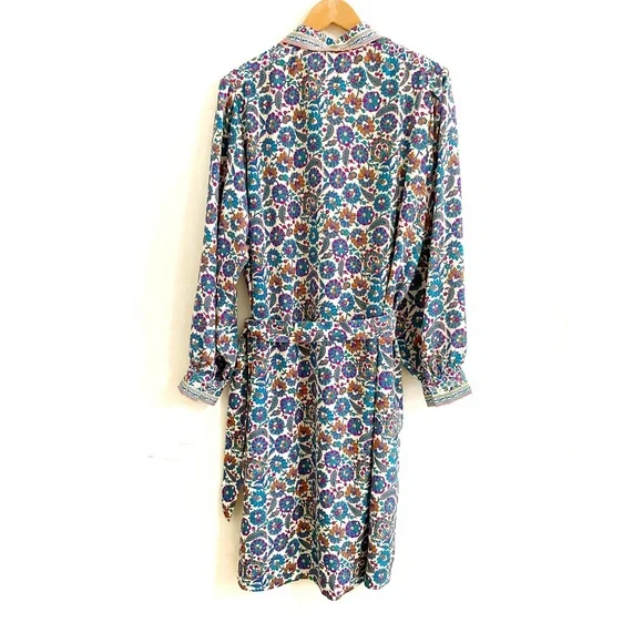 vintage • Schrader Sport long sleeve floral 1970s 1980s shirt dress • 16W - Picture 6 of 8